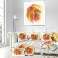 DesignArt lav s šarenom grivom - jastuk za bacanje životinja - 18x18