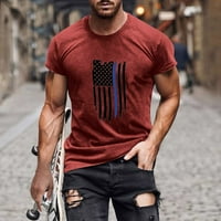 Muška domoljubna majica s američkom zastavom 4. srpnja, Okrugli vrat, sportske kratke hlače za fitness, rukavi,