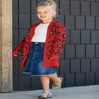 Sherrylily Girls Cardigan Leopard Print Dugi rukavi labavi otvoreni prednji džemperi s džepovima