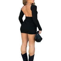 Ženska seksi Mini pripijena kratka haljina s okruglim vratom i dugim rukavima bez leđa