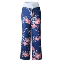 ; / Ženske udobne rastezljive hlače s cvjetnim printom sa širokim nogavicama za slobodno vrijeme