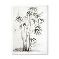 Dizajnerska umjetnost vintage crno-bijeli bambus tradicionalni uokvireni umjetnički tisak