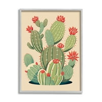 Opuntia kaktus botanički proizvodi botaničko i Cvjetno slikarstvo u sivom okviru umjetnički tisak na zidu