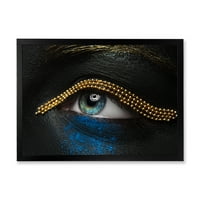 DesignArt 'ženske oči s crnom kožom sa zlatnim lancem' Moderni uokvireni umjetnički tisak
