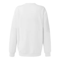 $ & Under Womens Tops majice za žene dugi rukavi labave pulover bluze posada od vrata Čvrste ženske košulje bijele