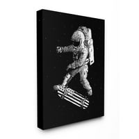 Stupell Industries Space Skateboard Klizanje Astronaut USA ploča zastave platna zidna umjetnička umjetnička dizajna