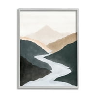 Stupell Industries tekući rijeka priroda Pejzažni maglovita daleka planinalna slika siva uokvirena umjetnička