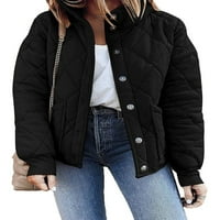 Niuer žene s džepovima jakne s dugim rukavima dame s jednim grudima nadmašuju stand-up vrat zima topla u boji