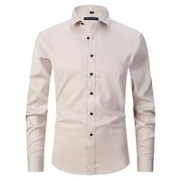 Muška košulja običnog kroja, košulje s dugmadima s dugim rukavima, ležerna jednobojna gradska stilska poslovna
