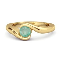 Oceanski val Sterling srebro zlato od 0. Ženski smaragdni zaručnički prsten u Emeraldu