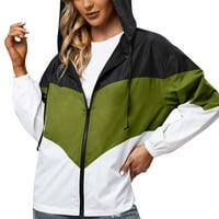 Ženska lagana jakna s patentnim zatvaračem s kapuljačom u boji, vanjski penjački kaput u vojničkoj zelenoj boji,