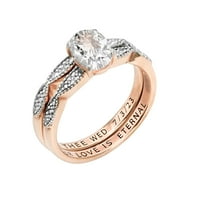 Zavjet & zauvijek personalizirani mladenka 14K ružičasto zlato preko srebrnog bijelog bijelog topaz dijamantnog