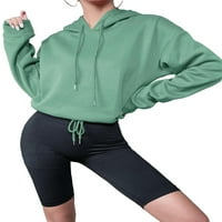 Ležerni puloveri s kapuljačom i dugim rukavima u menta zelenoj boji, Ženske dukserice