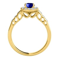 Zaručnički prstenovi za žene 1. Zaručnički prsten od tanzanita i dijamanta u 14k žutom zlatu