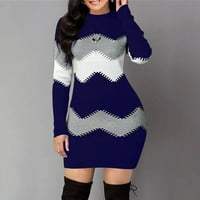 Entyinea Žene modni džemper haljina zima pletena topla mini džemper dugih rukava 4xl