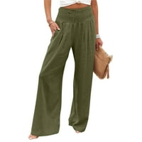 Modne duge teretne hlače za jogu visokog struka široke hlače za jogging široke jednobojne hlače za žene u vojnoj