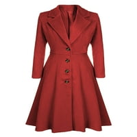 Dame kaputa s tunikom jakna s jednim šipkama s jednim rovovima modno obična kaputa Posao nadmašuje crveno m