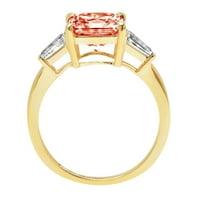 3,5CT Jastuk Izrezan crveni simulirani dijamant 18K Angažiranog prstena za angažiranje žutog zlata Veličina 3,75