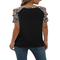 Noilla žene vrhovi leopard print majica kratki rukavi dame dame boemske tunične bluze u boji pulover crni s