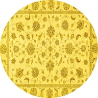 Ahgly Company stroj za pranje unutarnjih okruglih orijentalnih žutih prostirki, 8 'kruga