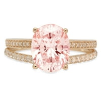 Zaručnički prsten od 3,28 karatnog ružičastog imitiranog dijamanta od 14 karatnog žutog zlata, veličina 8