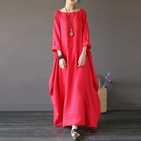 Haljina za žene, Ženska Boho prsluk Plus Size, Ženska ljetna plaža Maksi cvjetna Kaftan haljina, crvena
