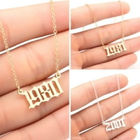 Mairbeon 1980-Broj godine rođenja Privjesak-šarm na lancu od nehrđajućeg čelika nakit