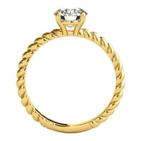 Moissanite karatni dijamantni nakit za žene 14k zaručnički prstenovi od žutog zlata s 4 zuba pokloni za nju