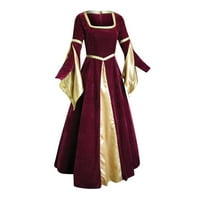 Vintage renesansna Maksi haljina Ženska haljina dugih rukava četvrtastog vrata duge haljine Za Noć vještica