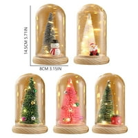 Mini ukrasi za božićno drvce božićno drvce minijatura u staklenoj kupoli s LED svjetlima za božićni uradi sam
