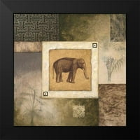 Marcon, Michael Black Modern Framed Museum Art Print pod naslovom - Elephant Woodcut