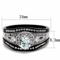 Njegov i njezin crni okrugli zaručnički prsten od nehrđajućeg čelika s luksuznim kubičnim cirkonijem set muških