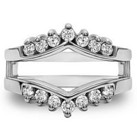 Prstenasti prsten u stilu ševrona s okruglim kamenjem od čistog srebra
