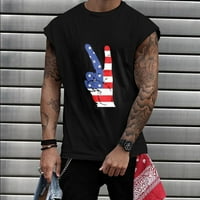 Muški 4. srpnja Dan neovisnosti Smiješna majica print pulover Sport Sport Tank Crewneck bez rukava Black XXL