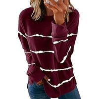 Yuwull plus veličine vrhovi za žene, modna žena jesen i zima O-Neck majica s dugim rukavima casual prugasta pulover