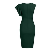 Temperament v Neck ruffle modna torba haljina za žensku ležernu haljinu zelena xl