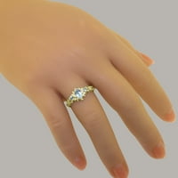 Britanci su napravili 18k žuto zlato prirodni akvamarinski ženski obljetnički prsten - Opcije veličine - Veličina