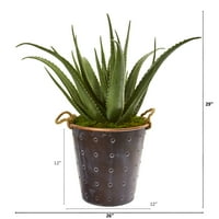 Gotovo prirodno 29in. Aloe umjetna biljka u ukrasnoj kanti s konopom