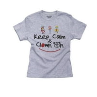 Ostanite mirni i klaunirajte se-Zabavna cirkuska majica klauna za dječake u sivoj boji pamuka