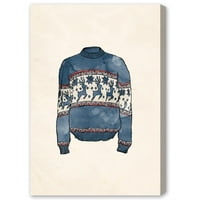 Wynwood Studio za odmor i sezonska zidna umjetnost platna Otisci 'moj božićni džemper' praznici - plava, bijela