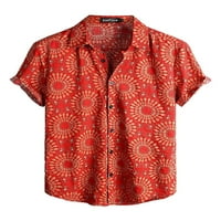 Muška ljetna majica s kratkim rukavima majica s printom lišća majica za odmor havajska bluza crvena majica s kratkim