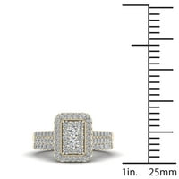 1CT TDW Diamond 14K žuti zlatni klaster Halo Bridal Ring Set