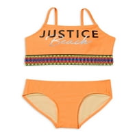 Justice Girls Rainbow Elastic Bikini kupaći kostim, veličine 5-18