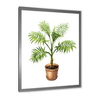 DesignArt 'Palm biljka u glinenoj cvijeće' Tradicionalni uokvireni umjetnički tisak