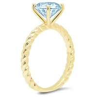 2.0CT okrugli rez plavi simulirani dijamant 18K Žuto zlato Izjava graviranja Angažiranje zaručnika vjenčanja Pasijansa