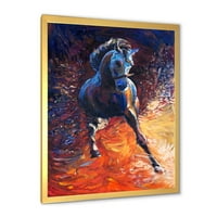 DesignArt 'Portret galoping plavog konja' seoska kuća uokvirena umjetničkim printom