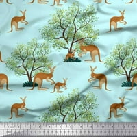 Poli Georgette tkanina s otiscima drveća i životinja klokana iz