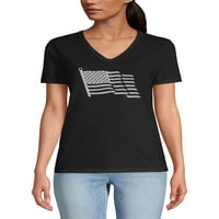 Ženska domoljubna majica s izrezom u obliku slova U i grafičkim printom američke zastave, Dan neovisnosti 4. srpnja