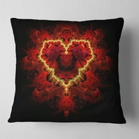 Jedinstvena fraktalna tekstura crvenog srca - Sažetak jastuka za bacanje - 18x18