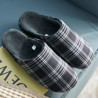 Modne muške papuče s gornjim dijelom od karirane tkanine, domaće zimske tople mekane udobne neklizajuće papuče